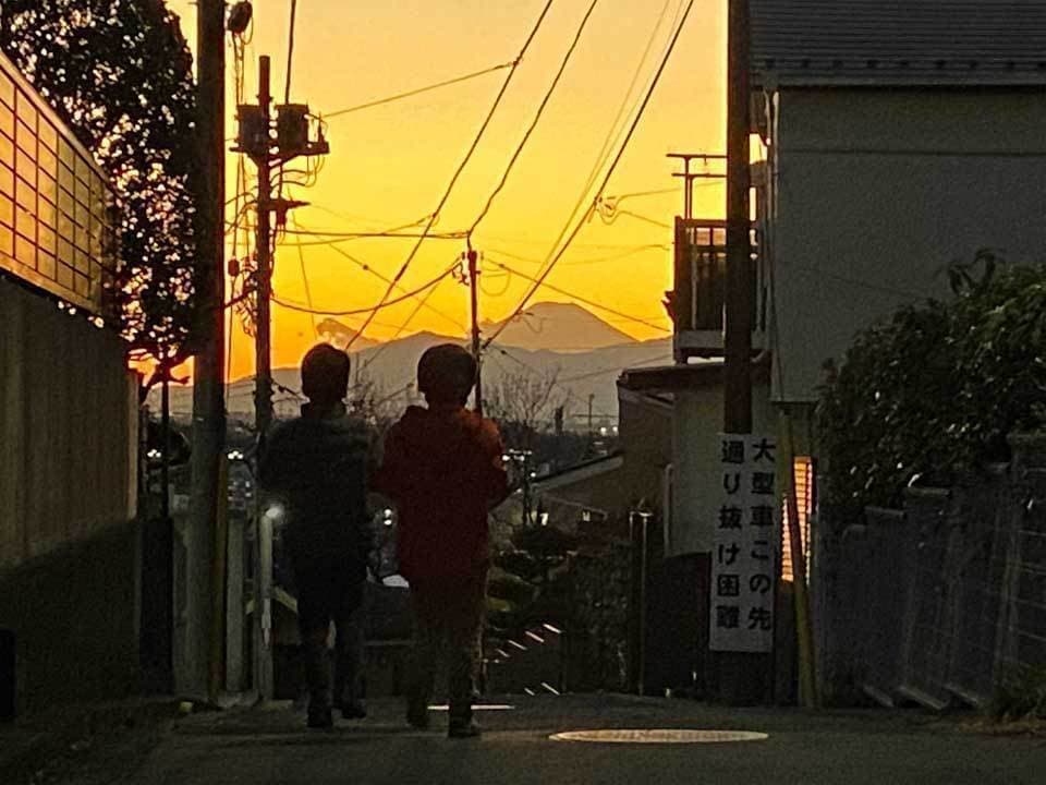 夕焼け富士山