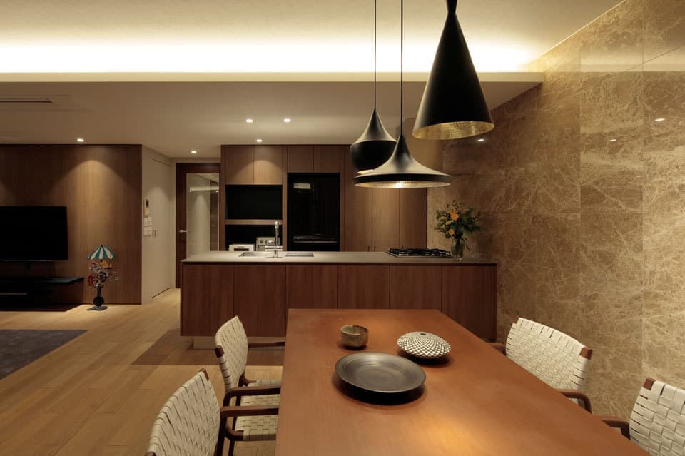 大理石の壁リビング